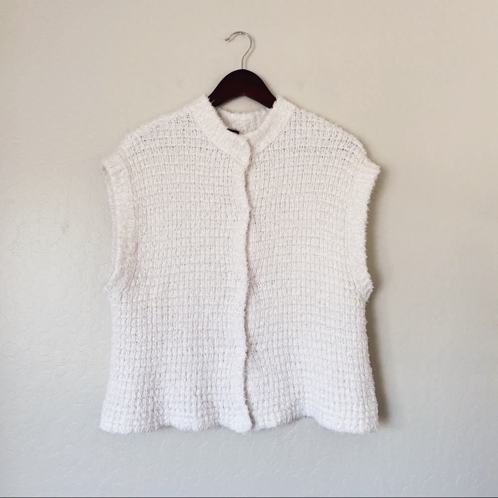 Free People Ivory Cardigan Sweater Vest Eyelash - Picture 2 of 6